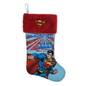 Superman Christmas Stocking 20” Ruz DC Comics Embroidered Cuff NEW